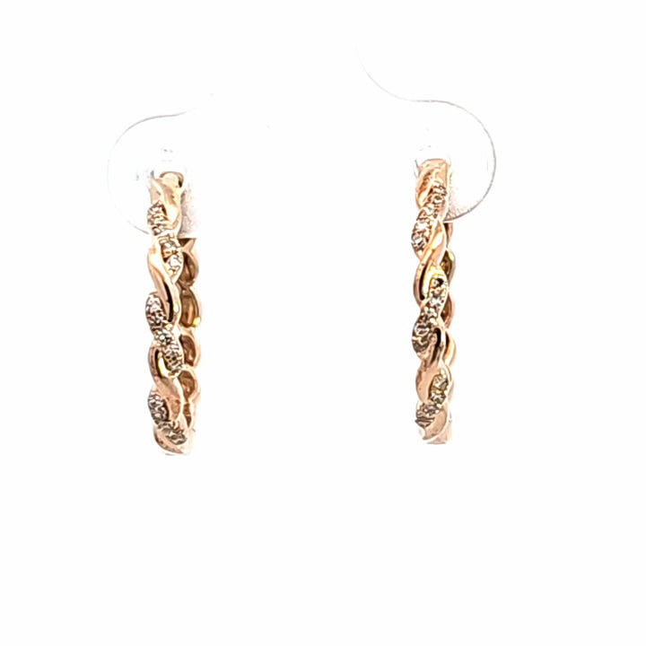 10KY Diamond Swirl Hoop Earrings