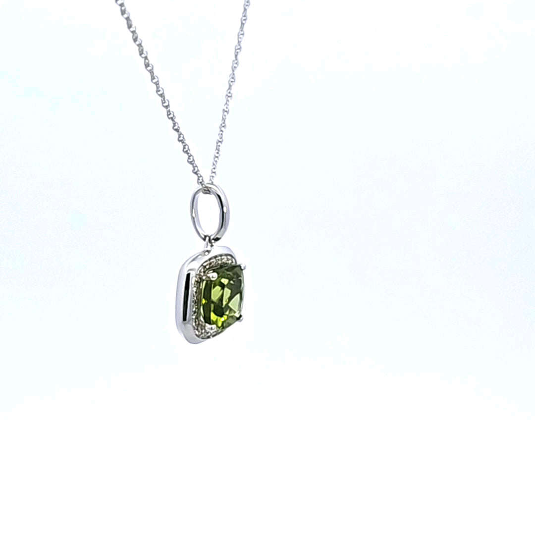 14KW Peridot and Diamond Pendant