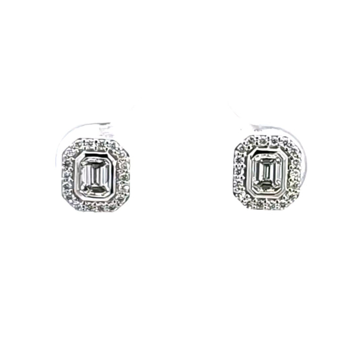 14KW Diamond Halo Earrings
