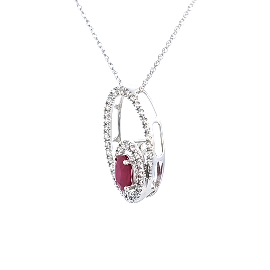 14KW Ruby and Diamond Pendant