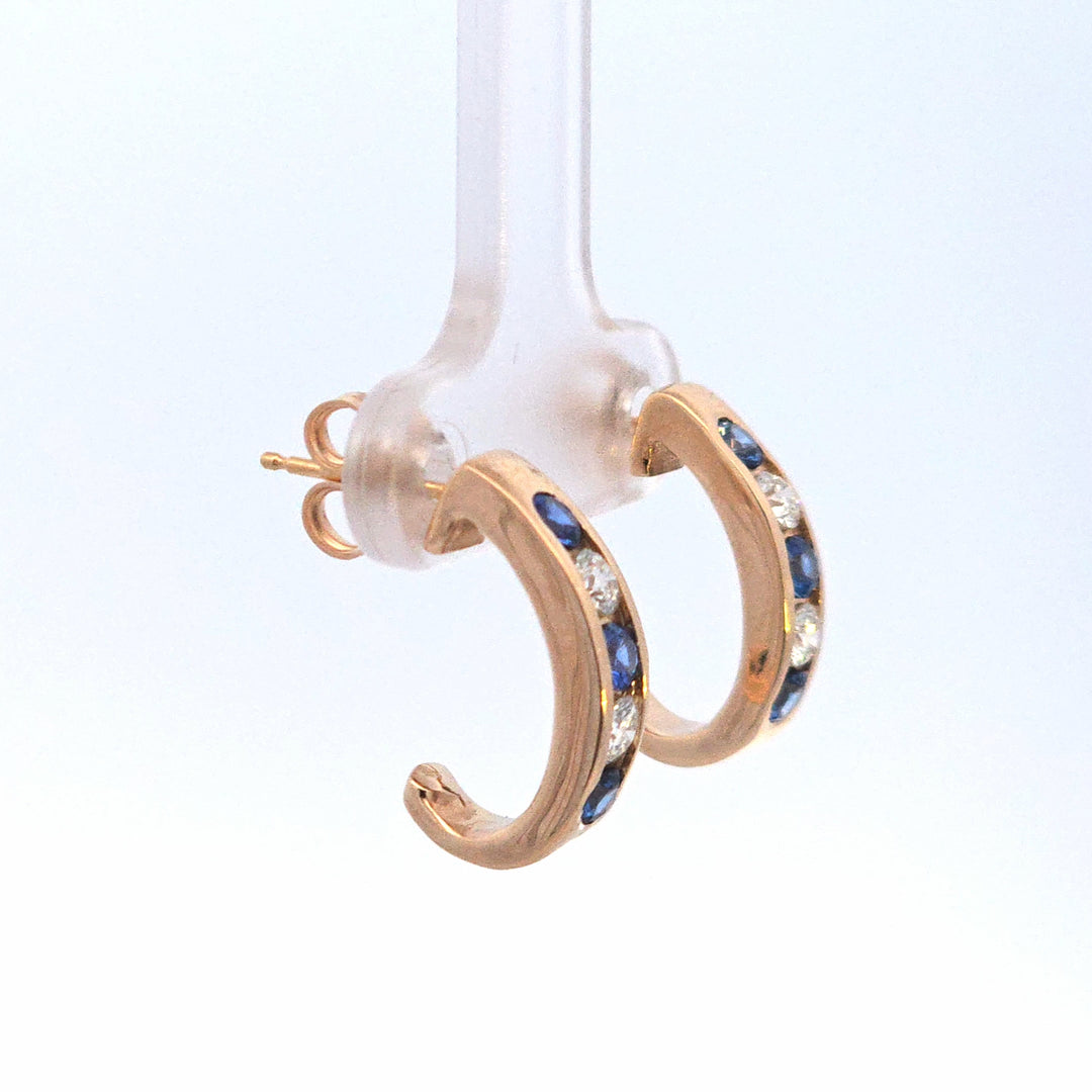 14KY Blue Sapphire and Diamond Earrings