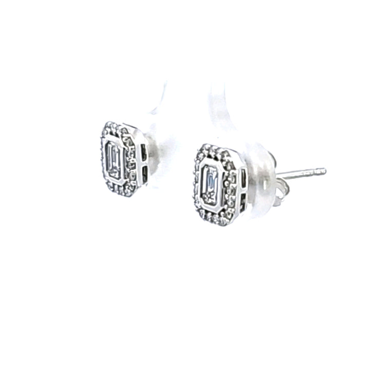 14KW Diamond Halo Earrings