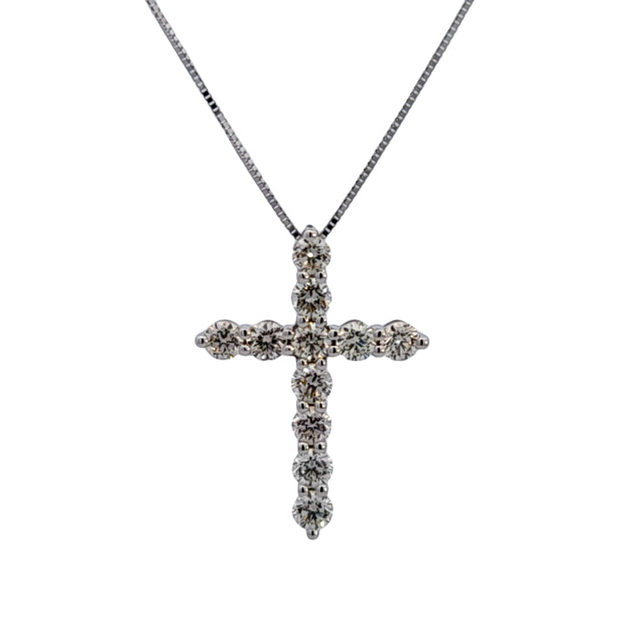 14KW 1 ctw Diamond Cross Pendant