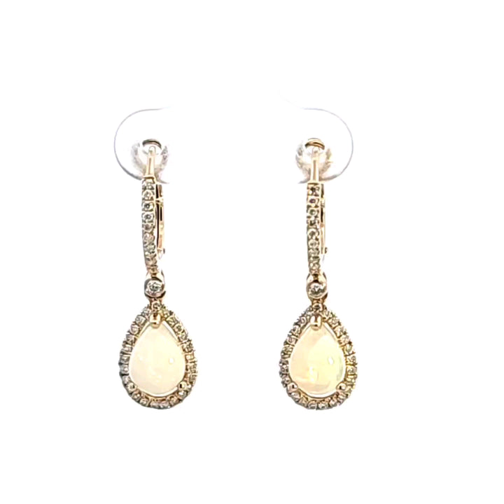 14KY Opal and Diamond Drop Earrings