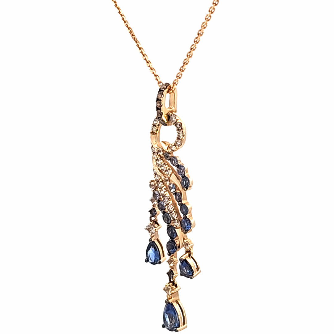 14KY Sapphire and Diamond Pendant Necklace