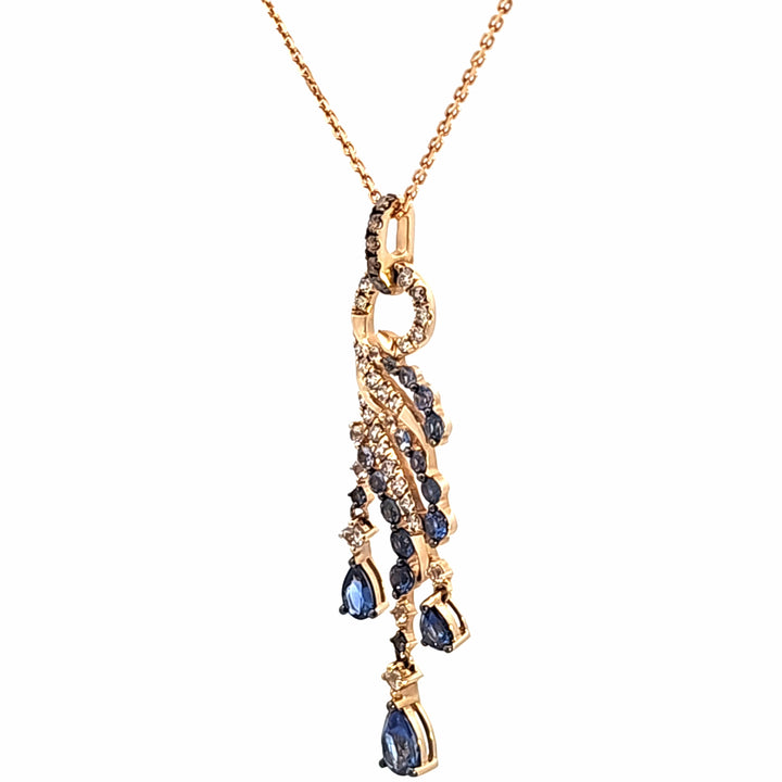 14KY Sapphire and Diamond Pendant Necklace