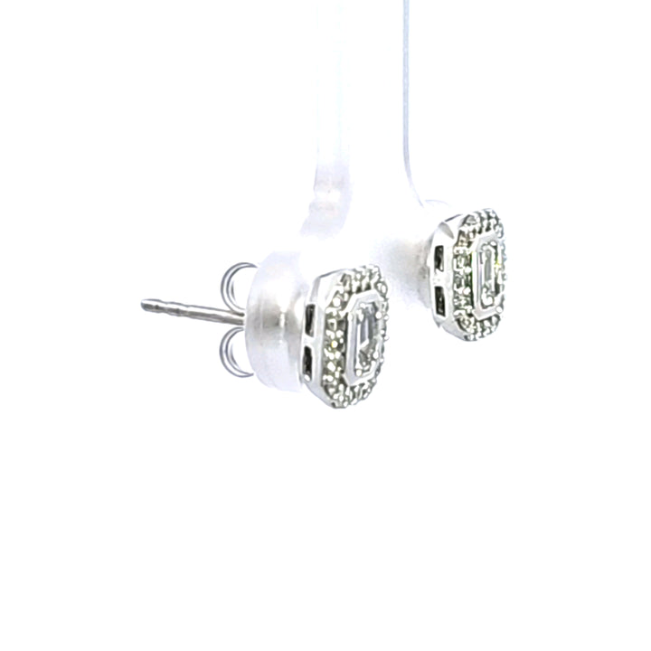 14KW Diamond Halo Earrings