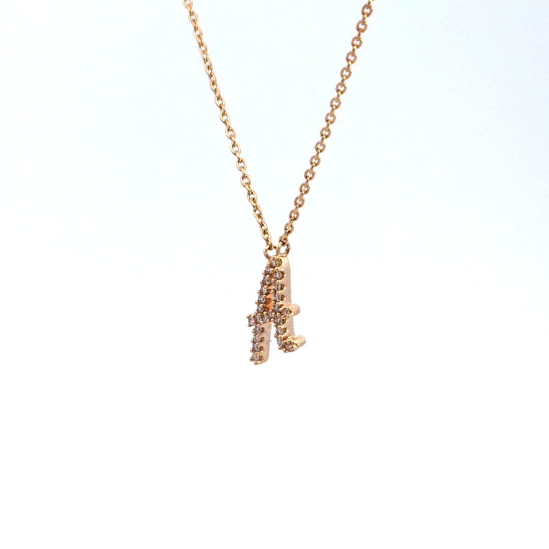 10KY Diamond Initial A Necklace