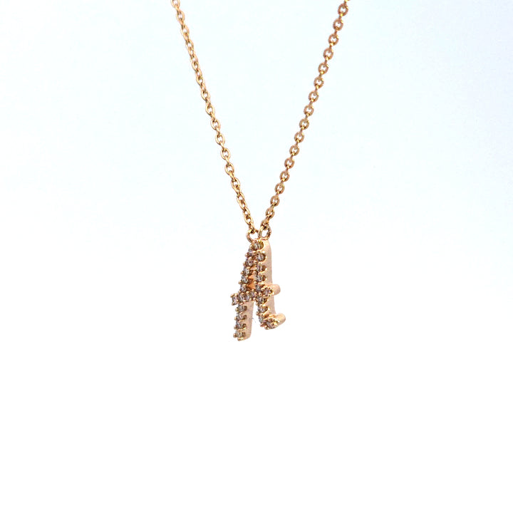 10KY Diamond Initial A Necklace