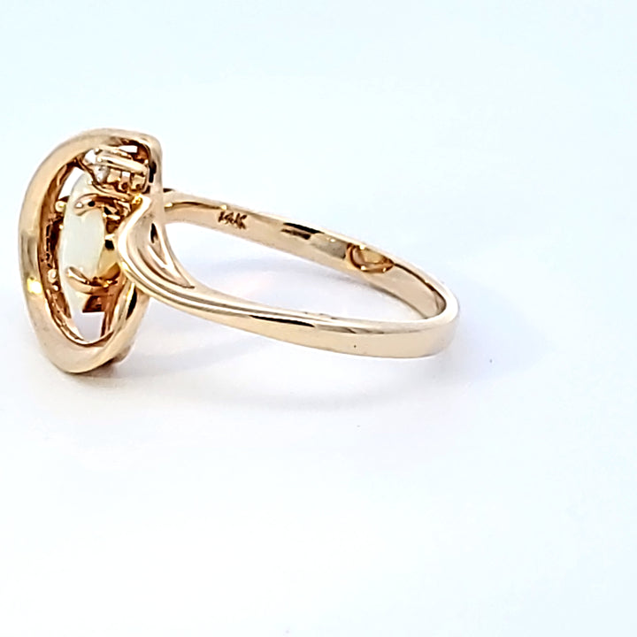 14K Yellow Gold Square Opal Ring