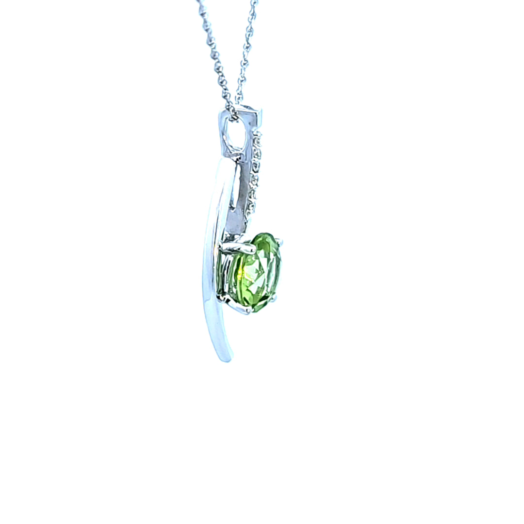 14KW Peridot and Diamond Pendant
