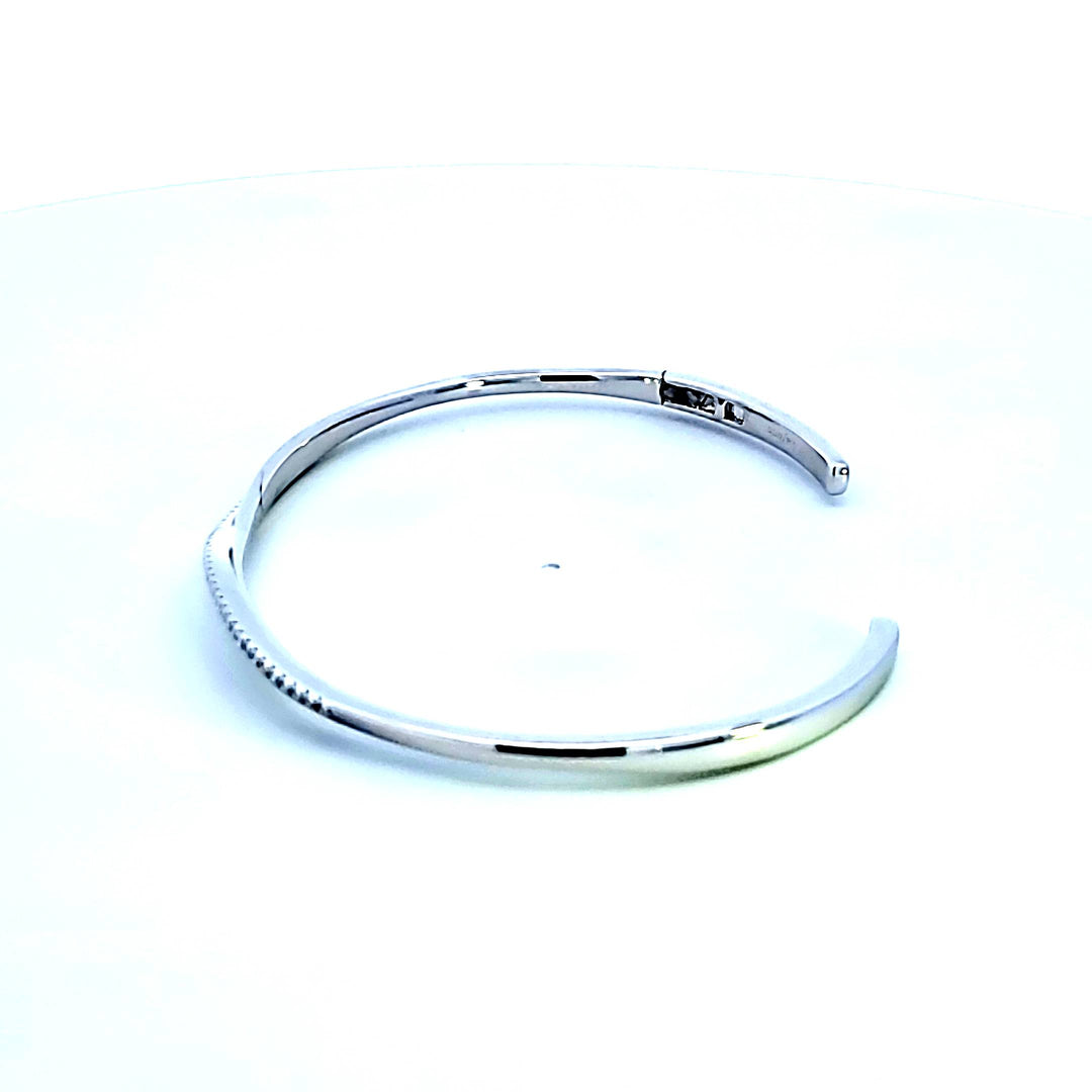 Sterling Silver and Platinum CZ Bangle Bracelet