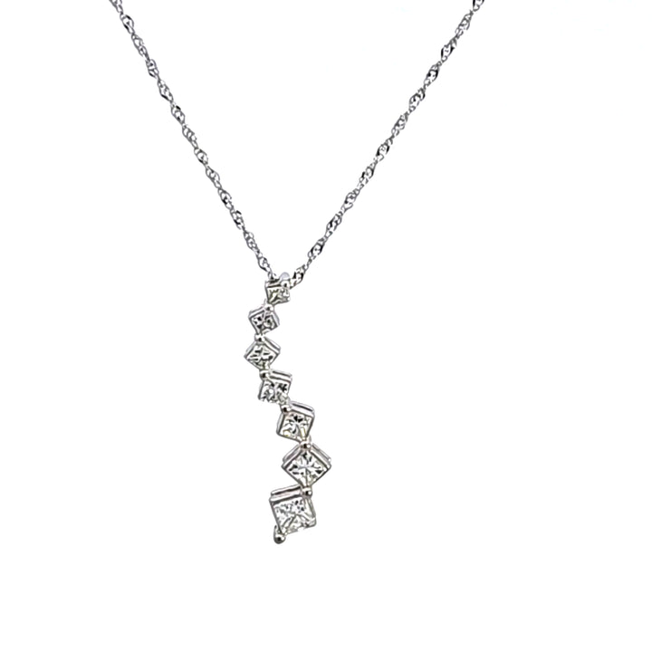14KW Princess Cut Diamond Journey Pendant