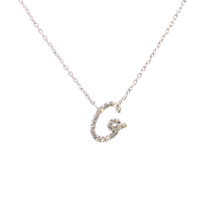 10KW Diamond Script Initial G Necklace