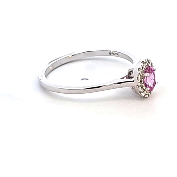14KW Oval Pink Sapphire and Diamond Ring