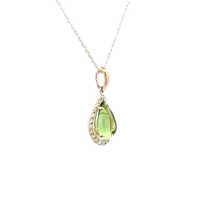 14KY Peridot and Diamond Pendant