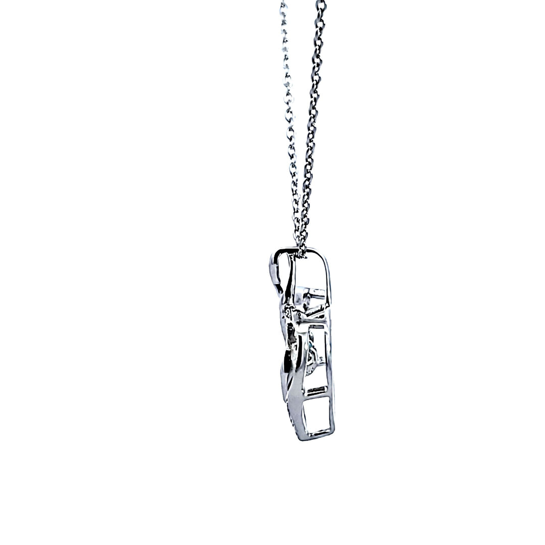Sterling Silver Aquamarine and Diamond Pendant