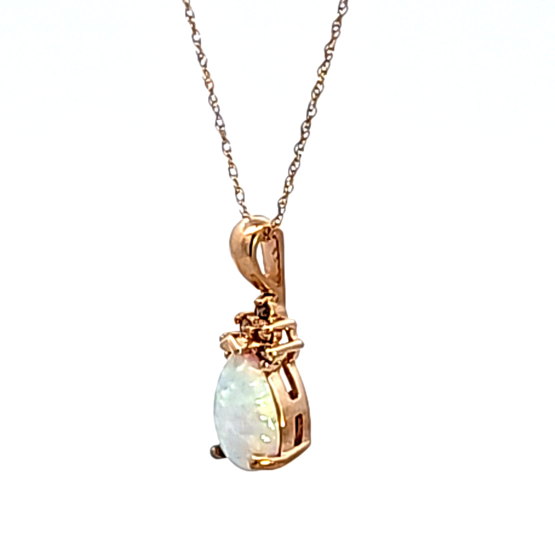 10KY Pear Synthetic Opal Estate Pendant