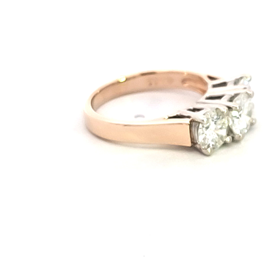 14KTT Three-Stone Diamond Estate Ring