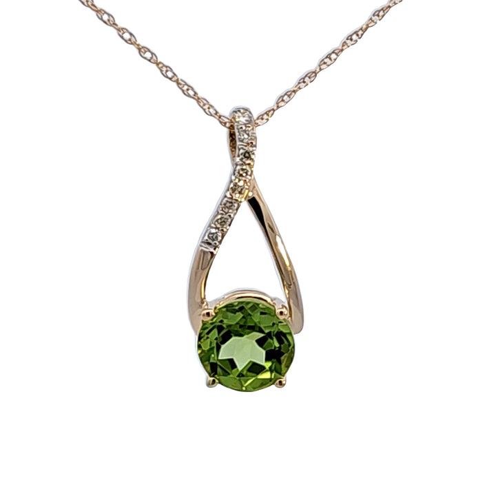 14KY Peridot and Diamond Pendant