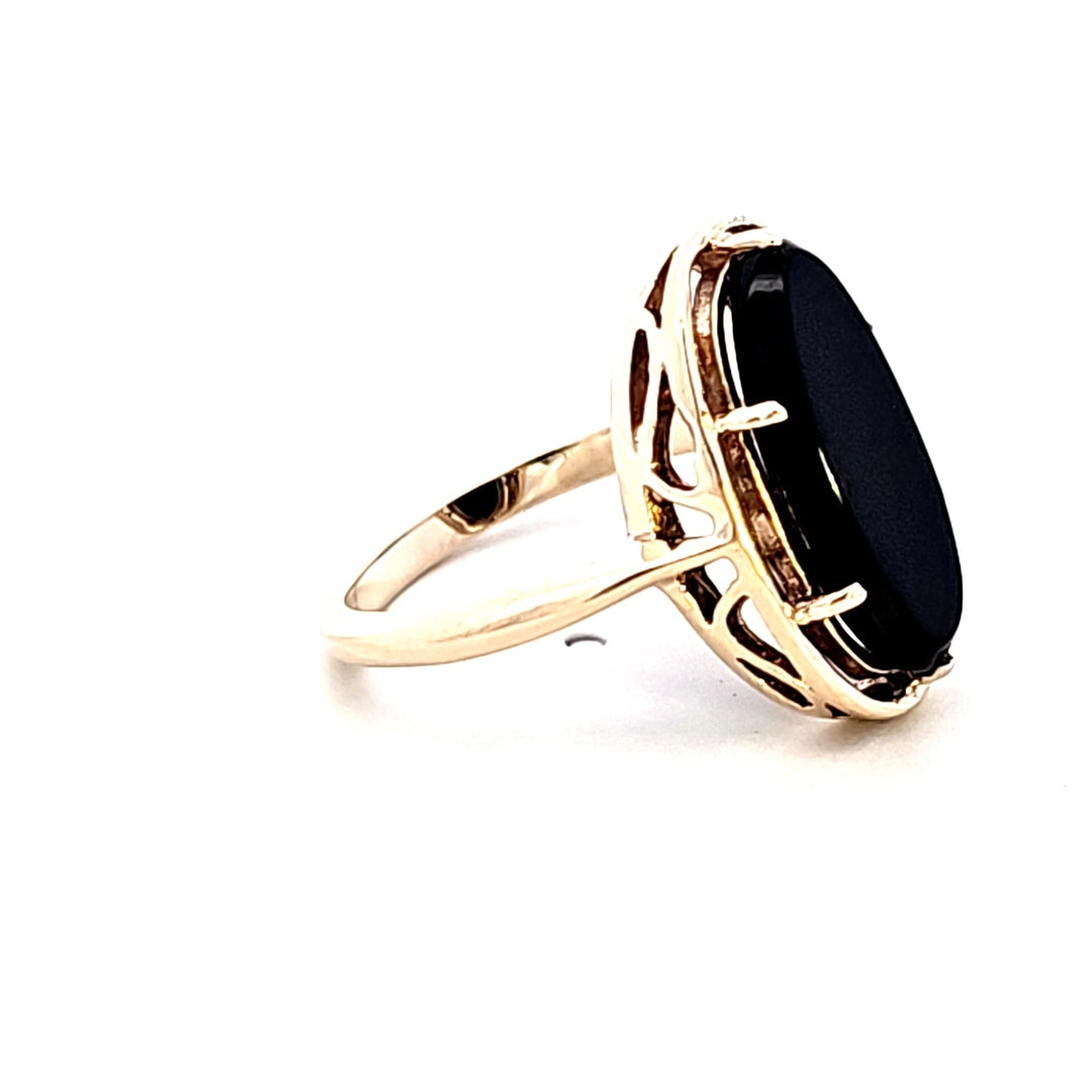 10KY Black Onyx Estate Ring