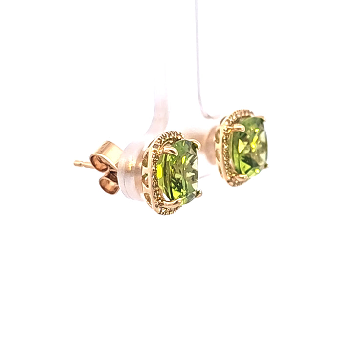 14KY Peridot and Diamond Earrings