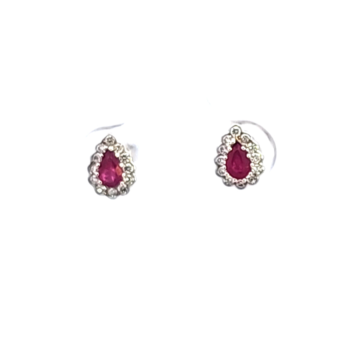 14KW Ruby and Diamond Earrings