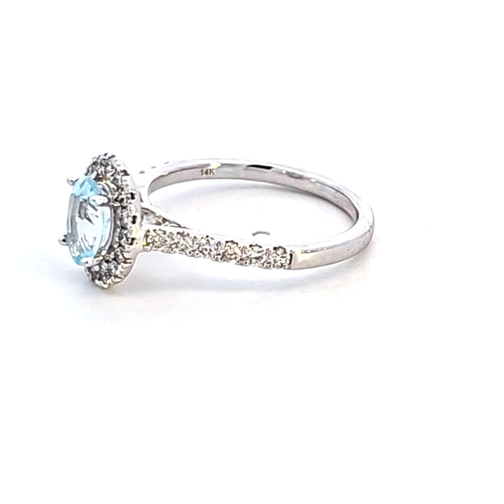 14KW Aquamarine and Diamond Fashion Ring
