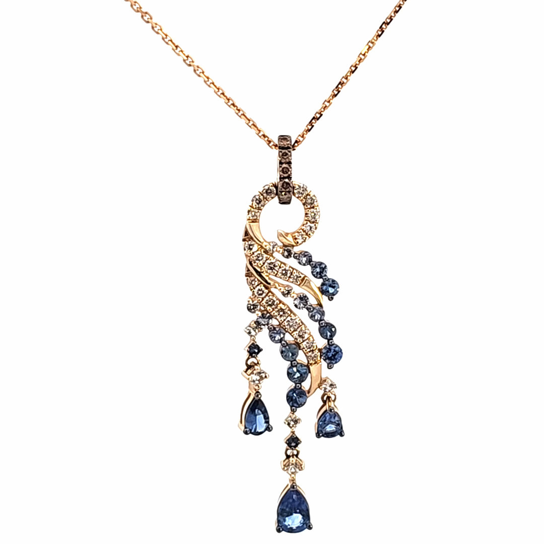 14KY Sapphire and Diamond Pendant Necklace