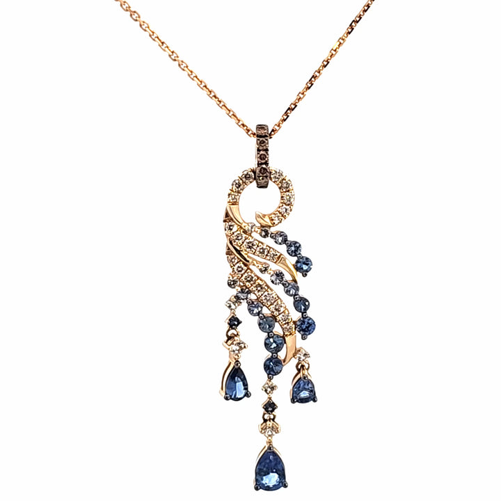 14KY Sapphire and Diamond Pendant Necklace