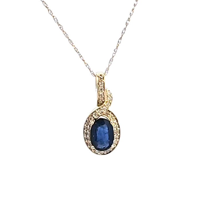 14KY Sapphire and Diamond Pendant