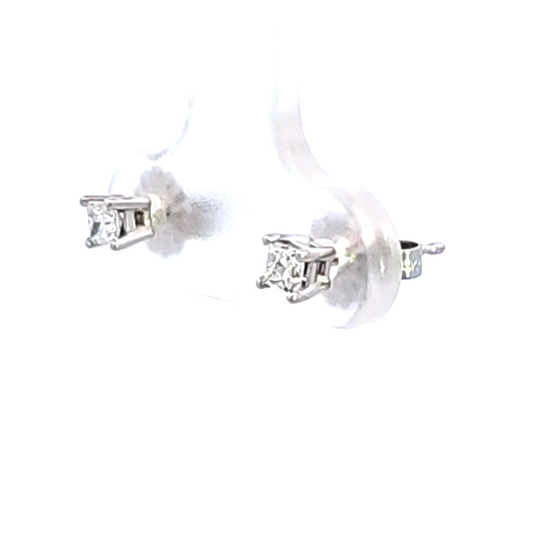 14KW 1/5 ctw Princess Cut Diamond Stud Earrings