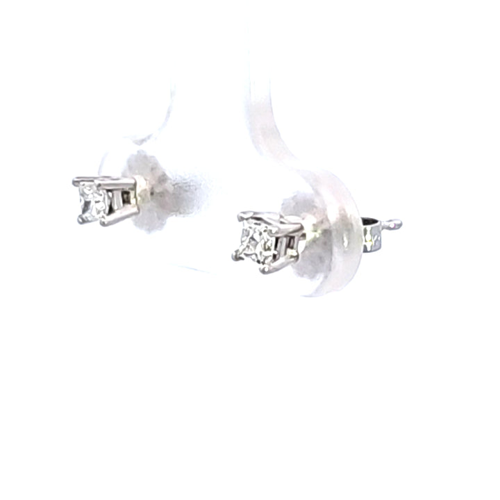 14KW 1/5 ctw Princess Cut Diamond Stud Earrings