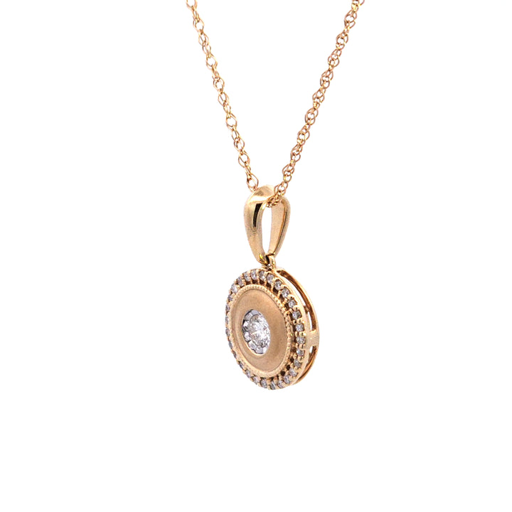 14KY Diamond Disc Pendant Necklace