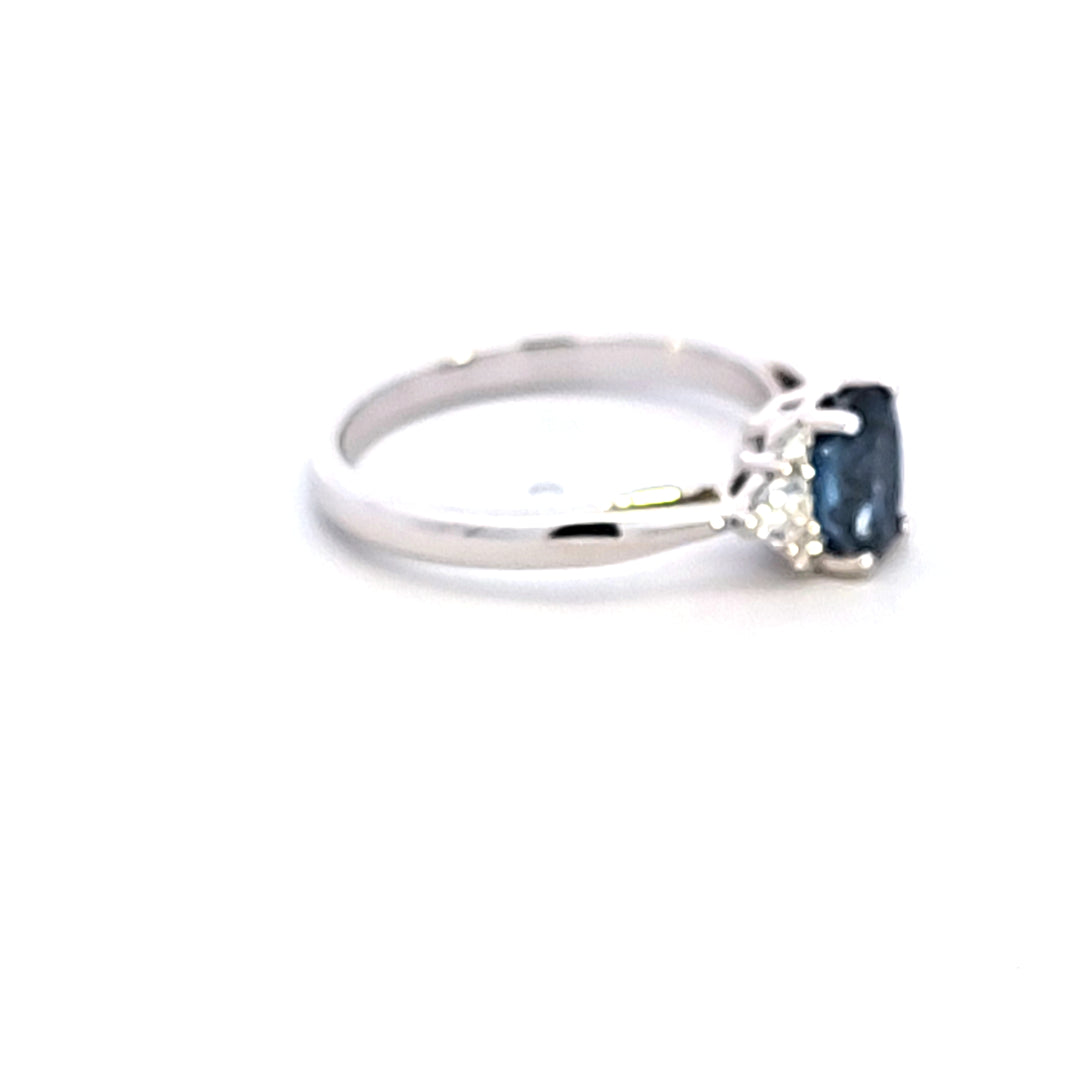 14KW Oval Sapphire and Diamond Ring