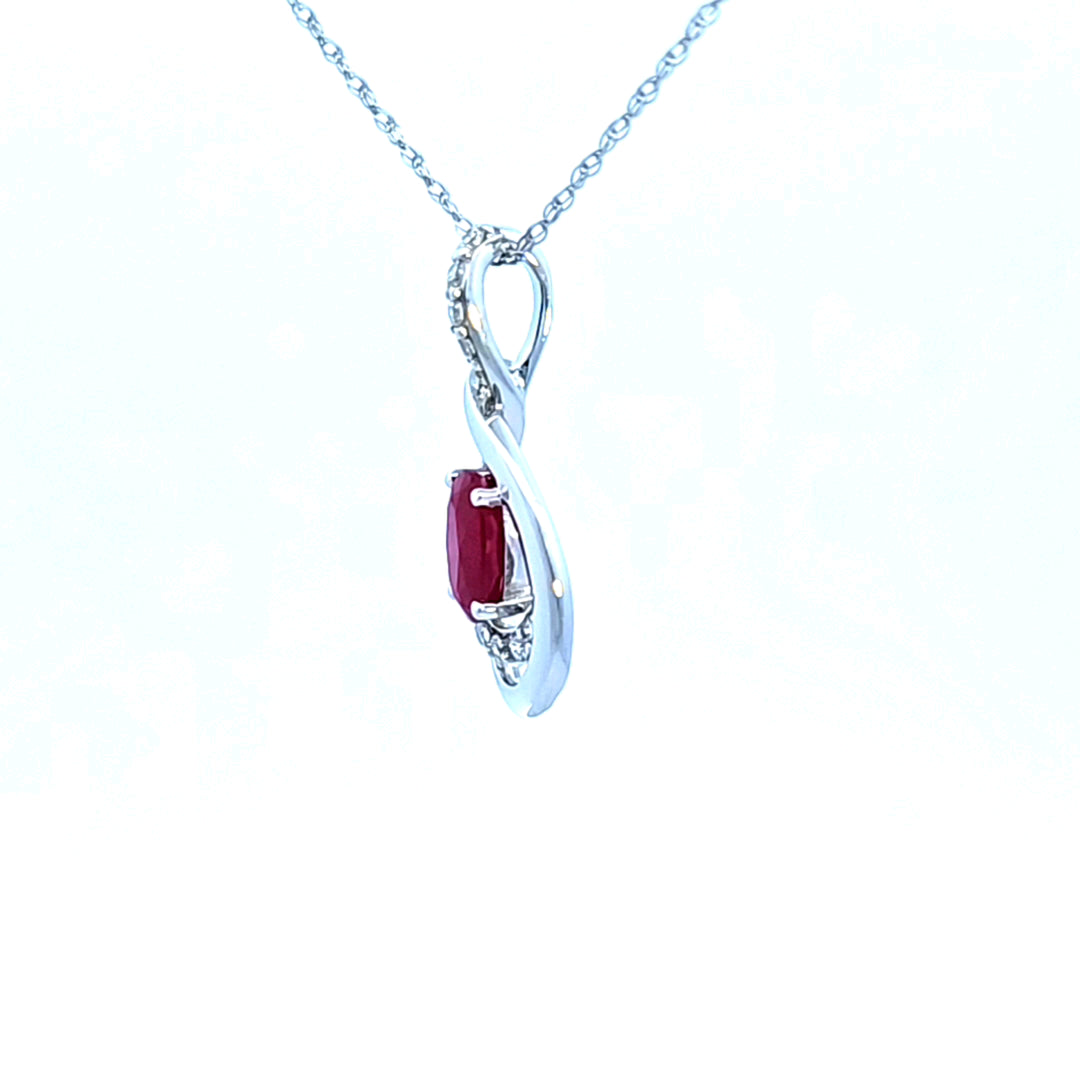 14KW Ruby and Diamond Pendant