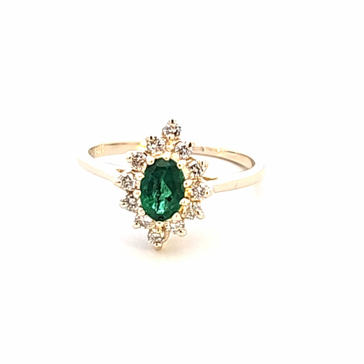 14KY Emerald and Diamond Estate Ring