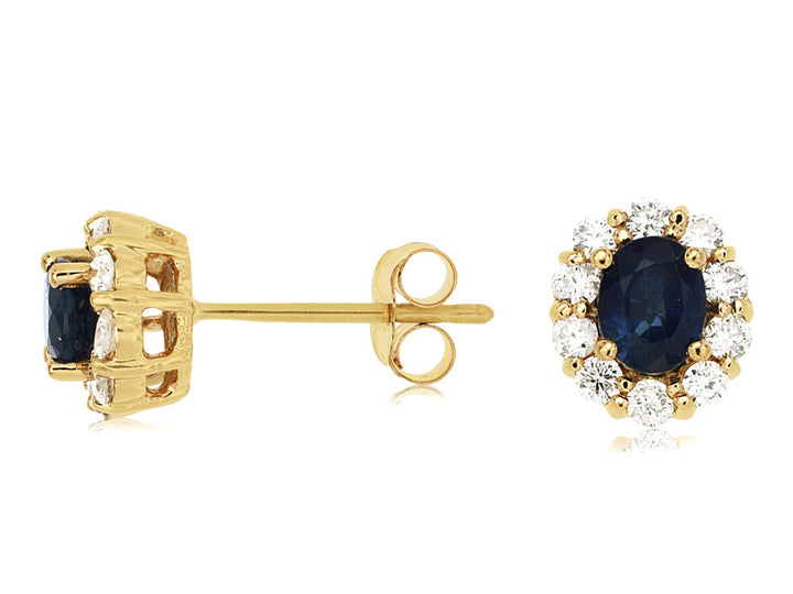 14KY Blue Sapphire and Diamond Earrings