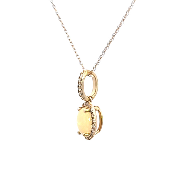 14KY Opal and Diamond Pendant