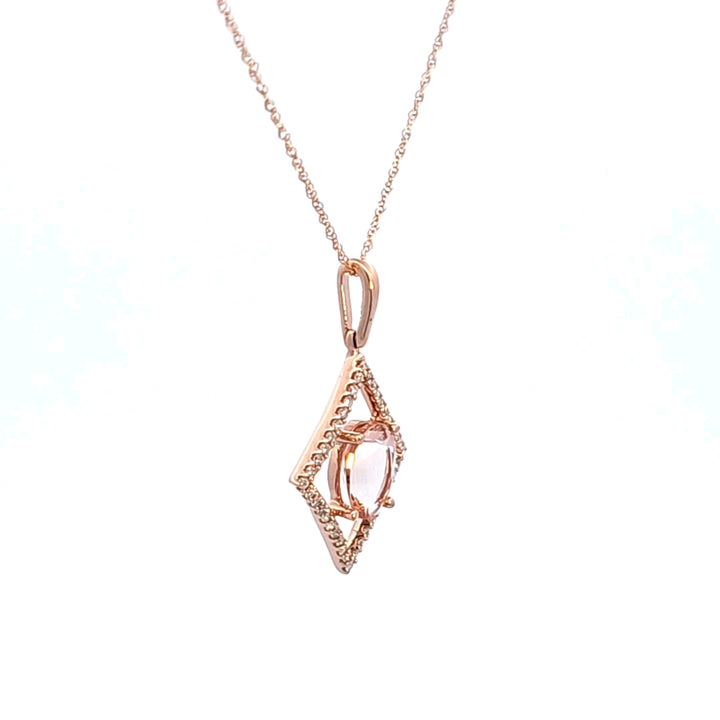 14KR Pink Morganite and Diamond Pendant