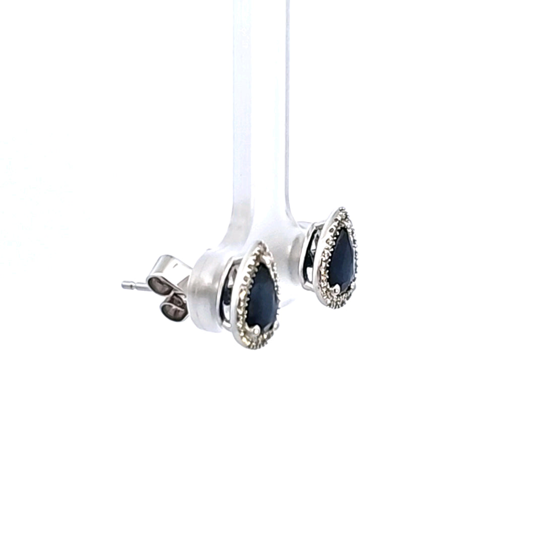 14KW Blue Sapphire and Diamond Earrings