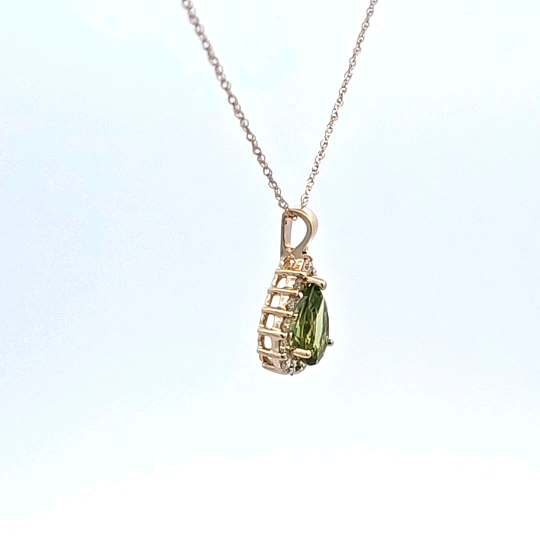 14KY Peridot and Diamond Pendant