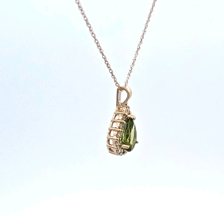 14KY Peridot and Diamond Pendant
