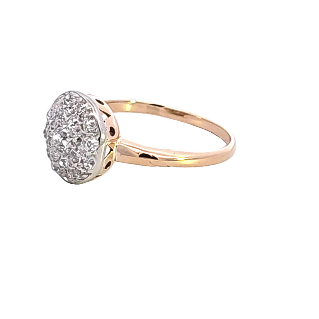 14K/Platinum Diamond Cluster Estate Ring