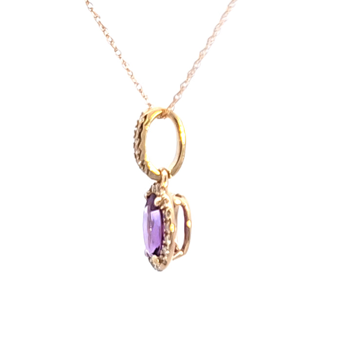 14KY Amethyst and Diamond Pendant Necklace