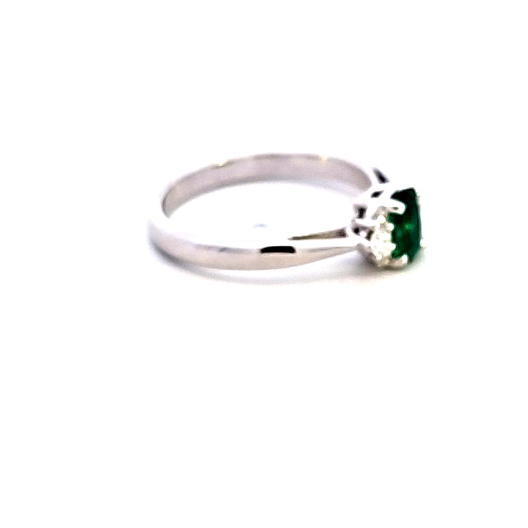 14KW Oval Emerald and Diamond Ring