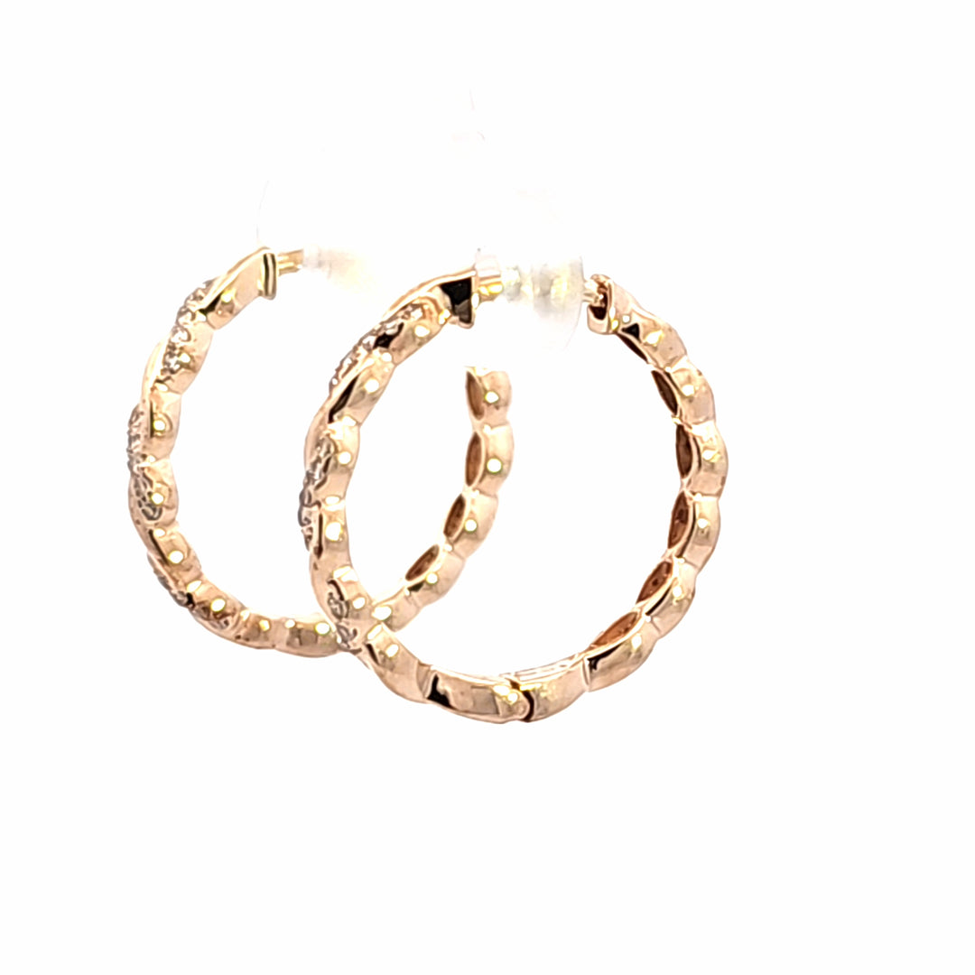10KY Diamond Swirl Hoop Earrings