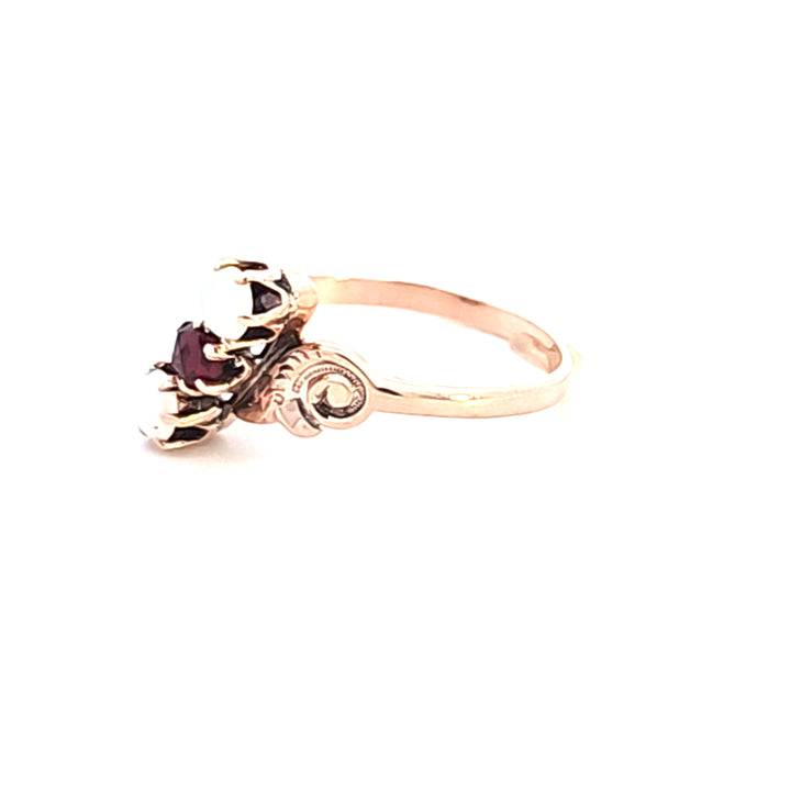 10KY Opal and Garnet Estate Ring