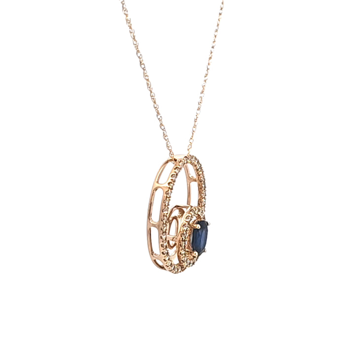 14KY Sapphire and Diamond Pendant