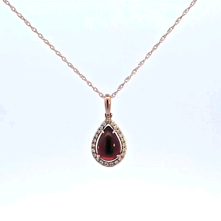 14KR Garnet and Diamond Pendant